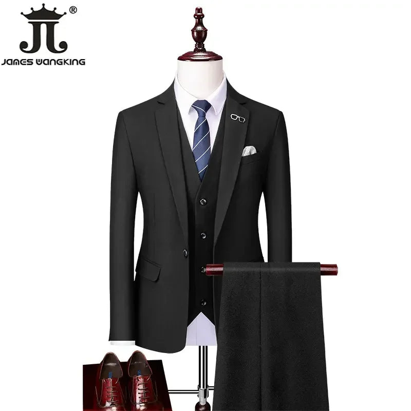 Men's 3-Piece Suit – Blazer, Vest & Pants for Casual, Formal, Business & Wedding