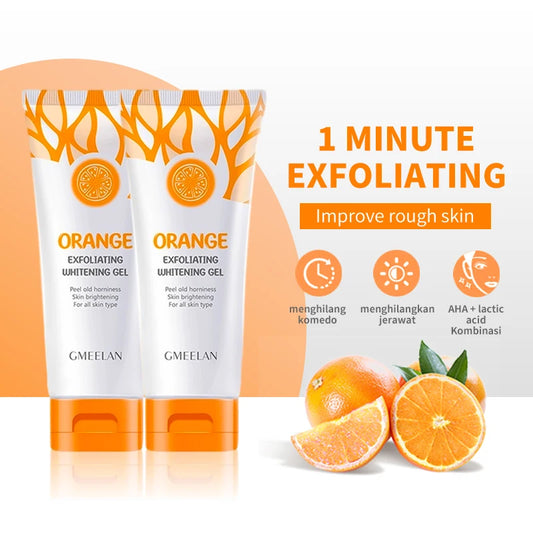 Orange Exfoliating Gel – Gentle Dead Skin Remover, Brightening Peeling Scrub & Hydrating Moisturizer (50g, Korean Skincare)