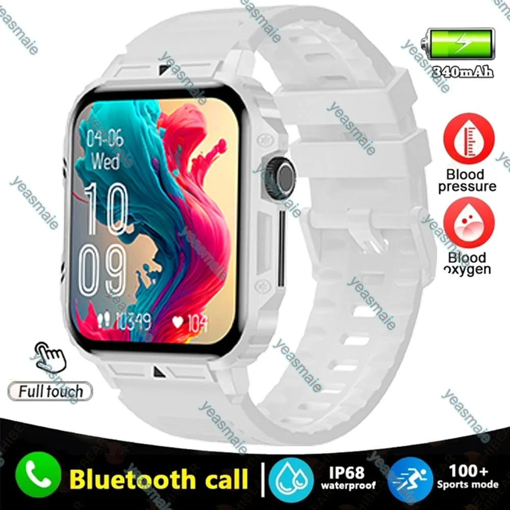 Military Outdoor Sports Smart Watch for Men – Heart Rate Health Monitor, Bluetooth Call, GPS Track, Waterproof for Android & iOS