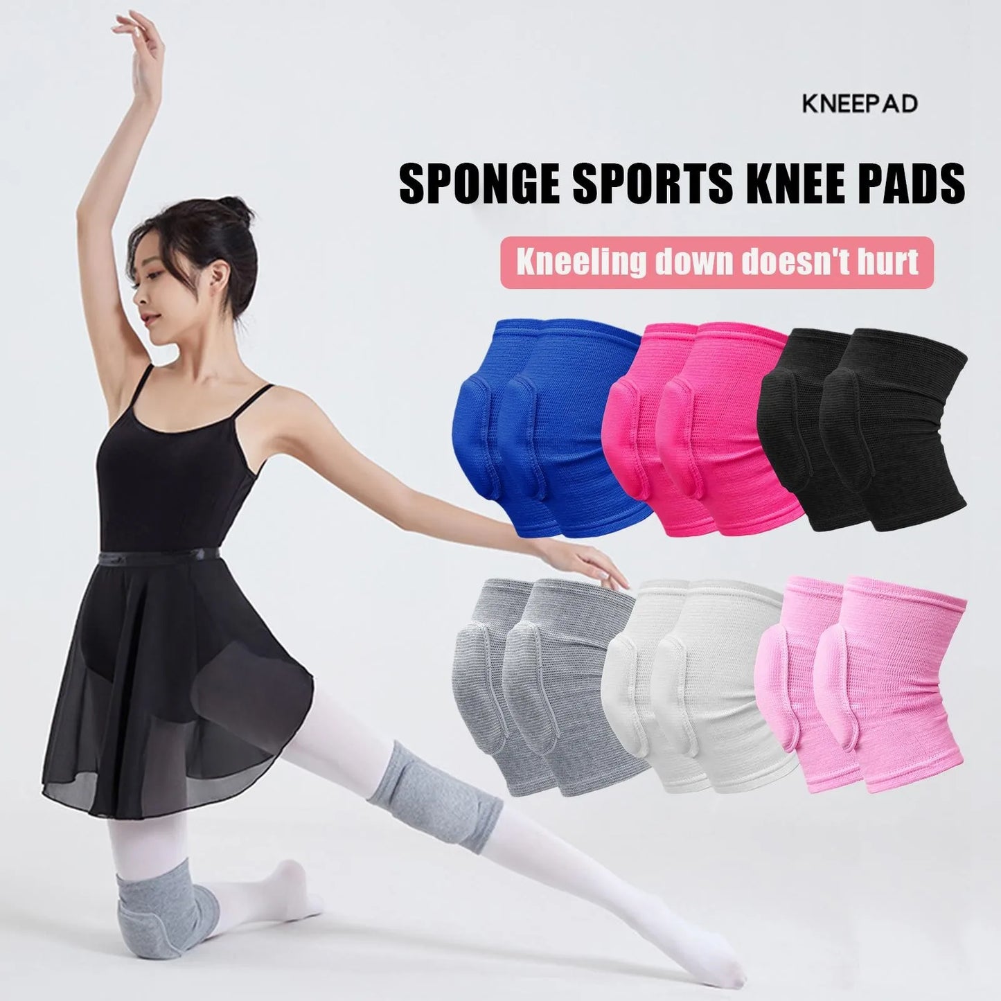 2-Piece Sports Compression Knee Pads | Thickened Elastic Knee Brace for Workout & Dance Training