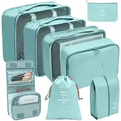 Travel Organizer Set | 8-Piece Suitcase Packing Cubes & Luggage Storage Bags for Clothes and Shoes