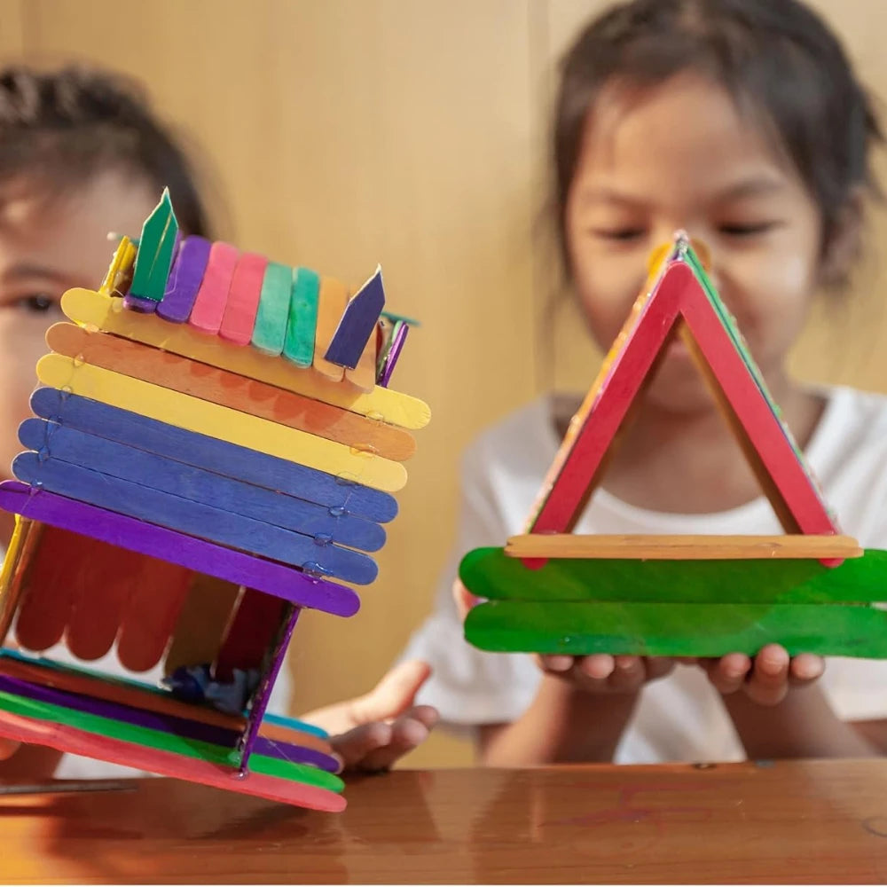 50–500 pcs Colored Wooden Popsicle Sticks – Natural Craft Sticks for DIY Crafts, Resin Projects & Making Tools