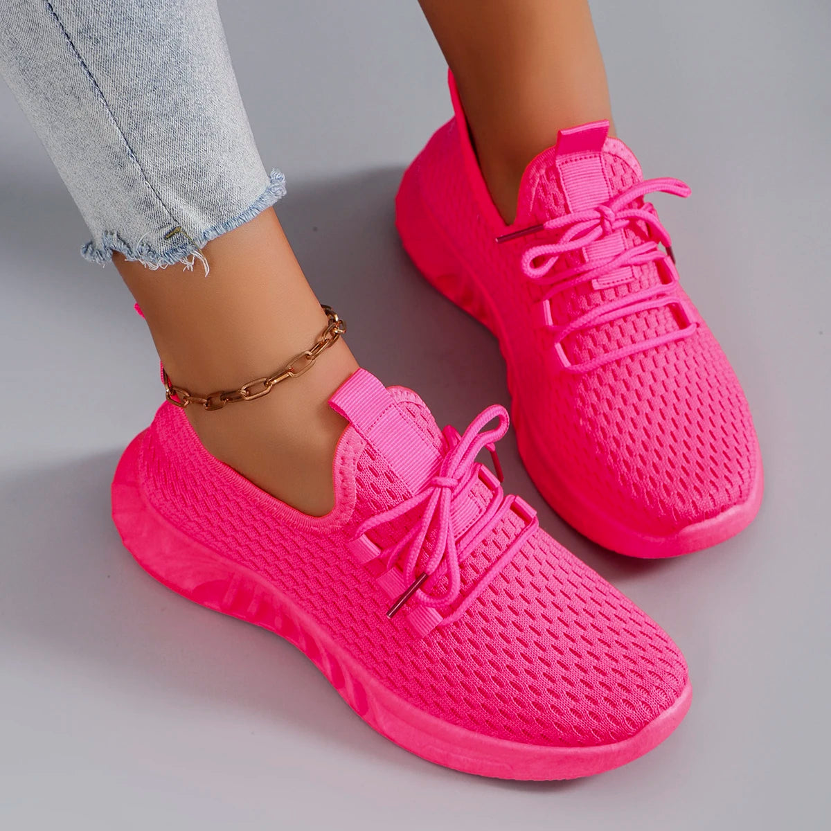Women’s Summer Breathable Mesh Flats – Casual Sports Shoes