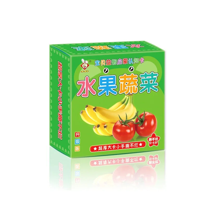 90-Page Animal & Fruits Numbers Cognitive Cards – Early Education & Literacy Learning Book for Kids