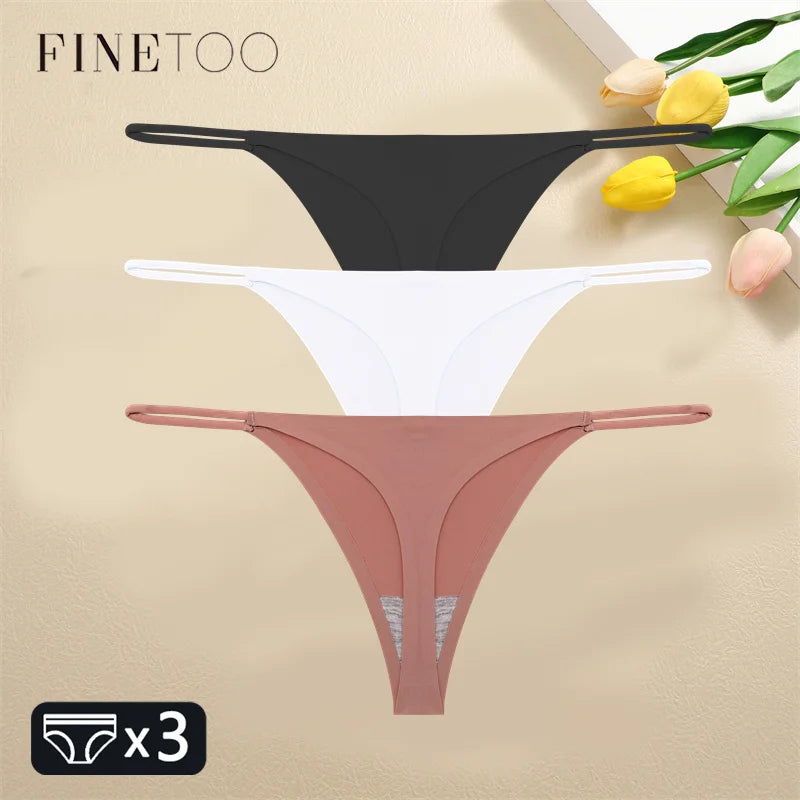 FINETOO 1PCS Women Seamless Thongs – Sexy Low Waist Bikini Panties, Traceless T-Back, XS-XL