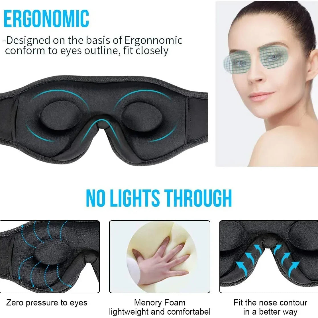 3D Bluetooth Sleep Mask – Eye Mask with Built-In HD Speaker for Music & Comfortable Sleep