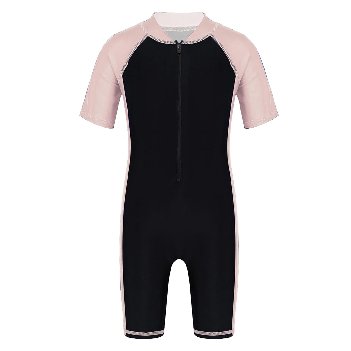 Kids Short Sleeve Wetsuit Boys Girls Zippered Swimwear Shorty Bodysuit