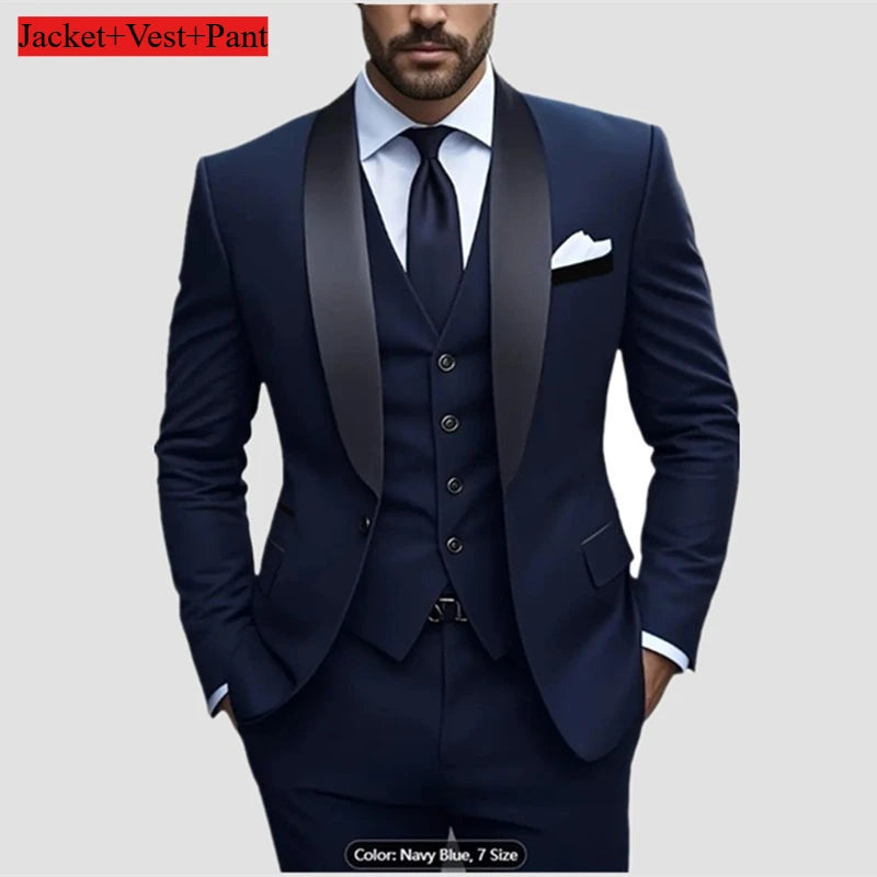 Men's Formal Slim Fit Tuxedo Suit – Luxury Groom & Prom Wedding Outfit