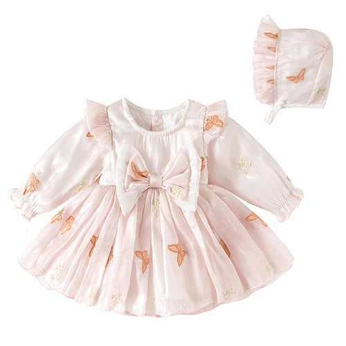 Baby Girl Romper Set Long Sleeve Cotton Korean Style Outfit with Hat 0-24M
