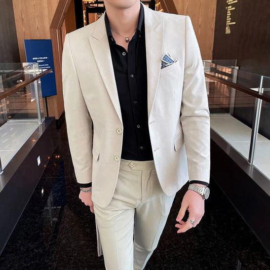 2025 Men's Slim Fit 3-Piece Business Suit – High-End Korean Style Groom & Wedding Outfit M-4XL