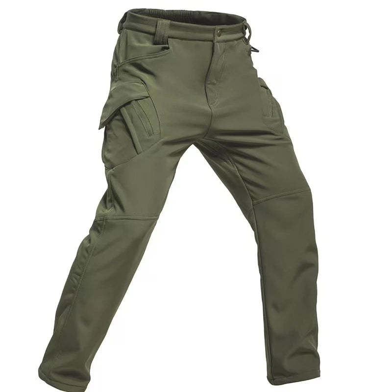 Men’s Fleece Softshell Cargo Hiking Pants – Autumn Winter Outdoor Trousers M-5XL