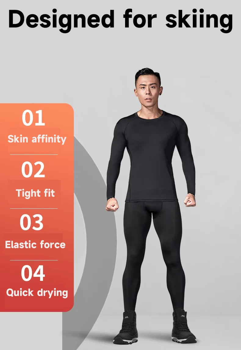 Men's Winter Fitness Set | Warm Compression Sports Underwear – Quick-Dry Running & Training Gear