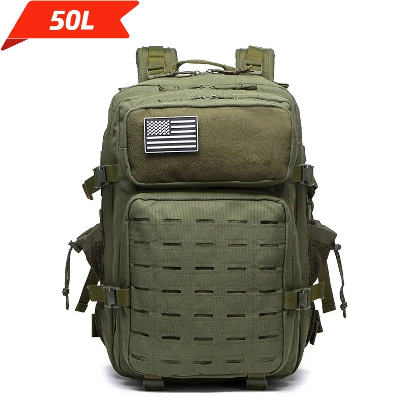 25L/50L Tactical Backpack | MOLLE Outdoor Hiking & Hunting Rucksack for Men with 2 Bottle Holders