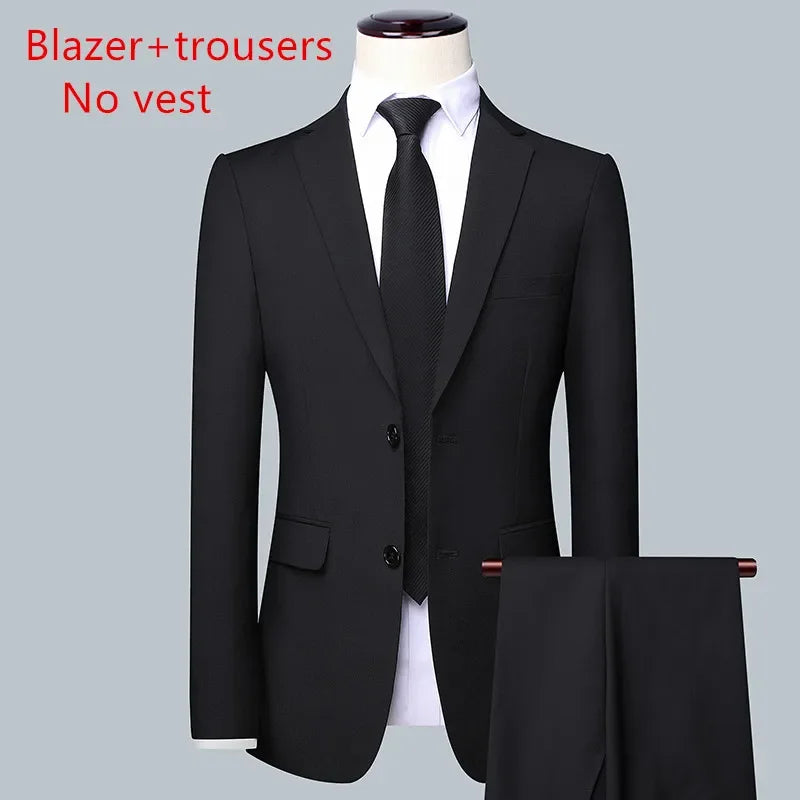 Men's Solid Color Business Suit 2025 – High-Quality Wedding & Banquet Groom Outfit