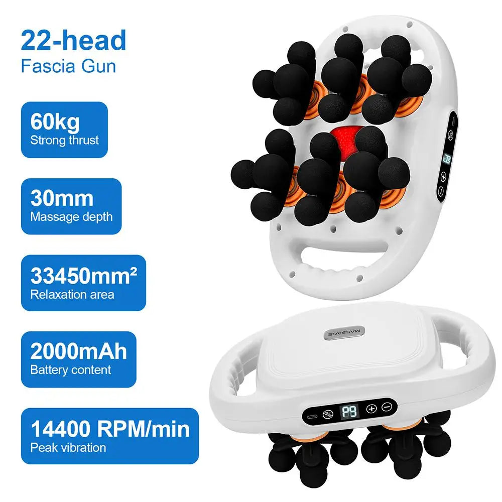 22-Head Fascia Massage Gun | Deep Tissue Muscle & Body Massager