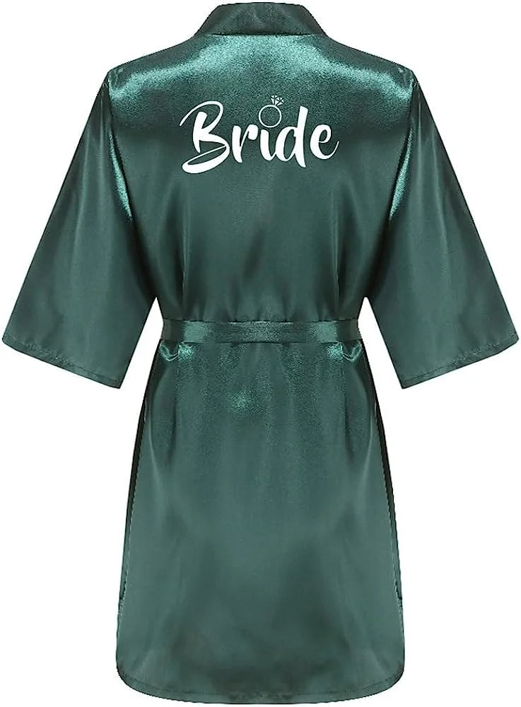 Women's Satin Silk Robe | Wedding Bathrobe Bride & Bridesmaid Sleepwear Gown M030