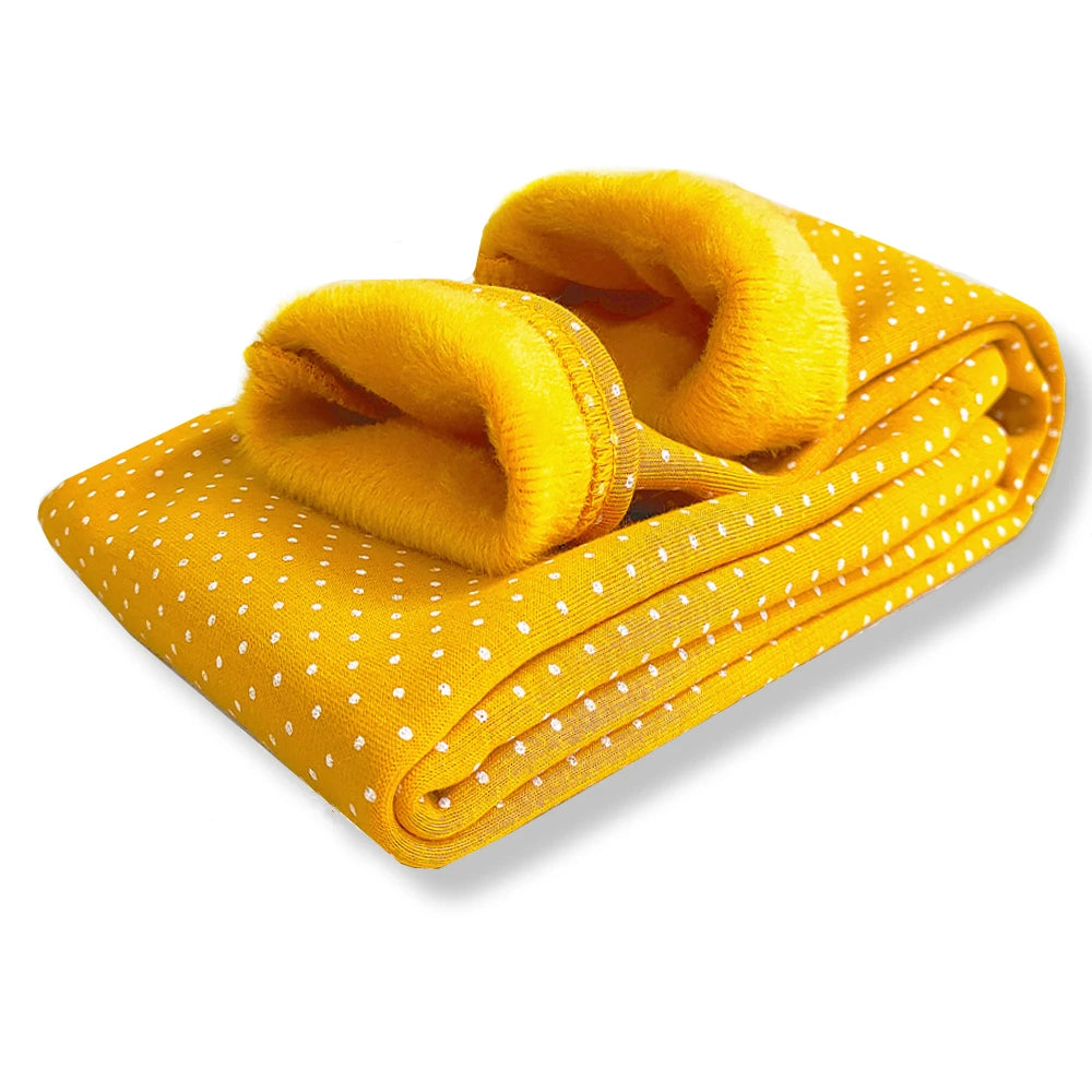 Girls Velvet Leggings Dot Print Warm Pants Autumn Winter Kids Cotton Trousers