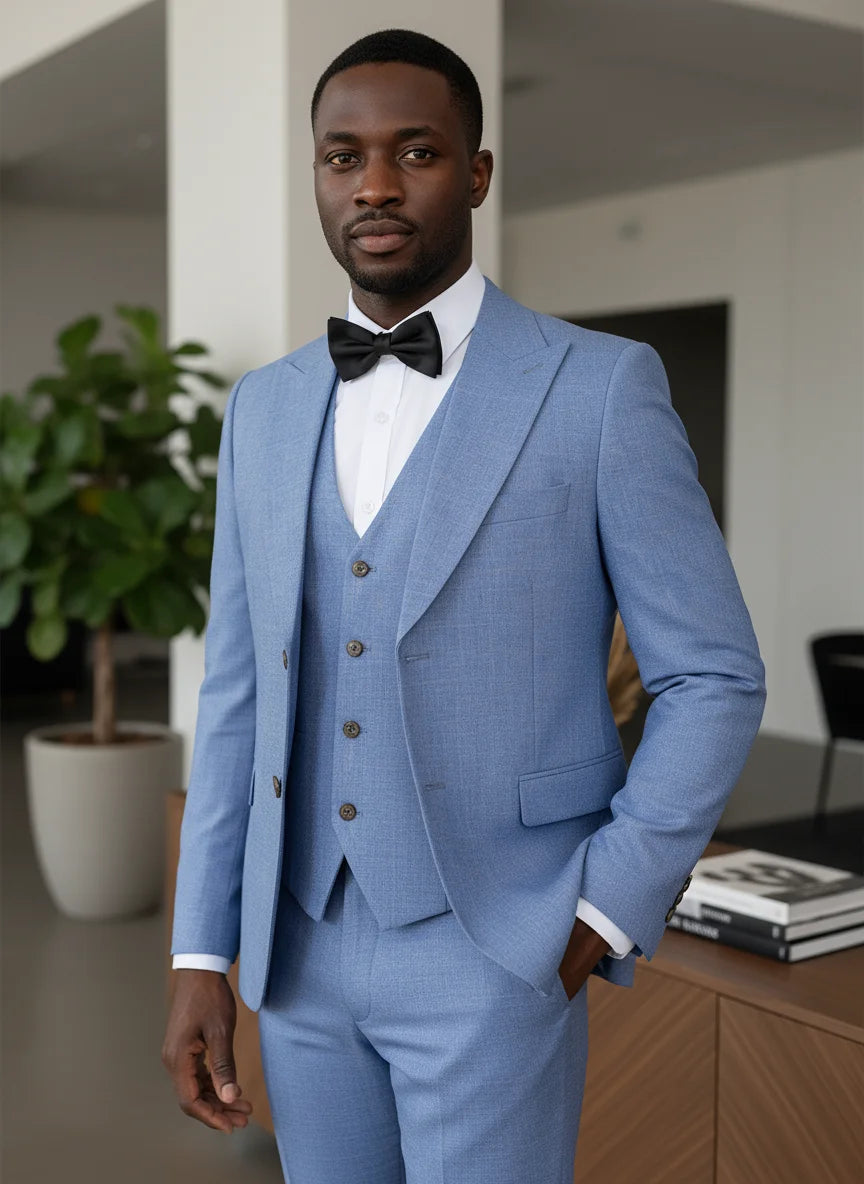 ST Cassy Men's Blue-Gray 2-Button Blazer – Modern Office Wear with Luxe Craftsmanship