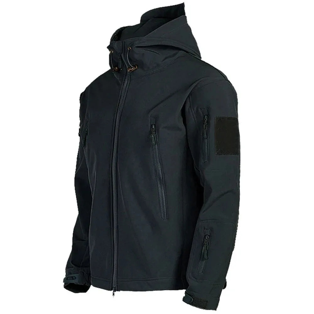 2024 Men’s Shark Skin Soft Shell Jacket – Tactical Windproof Waterproof Hooded Coat