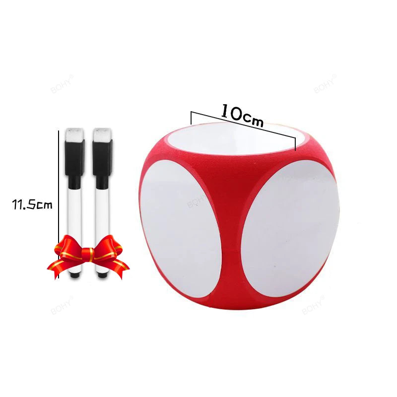 DIY Blank Dry Erase Dice – Write-On/Wipe-Off Cleanable Portable Game Cubes for Classroom Teaching