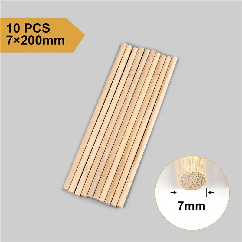 3–8mm Round Natural Wooden Bamboo Sticks – DIY Craft Material for Handmade Projects & Woodworking Supplies
