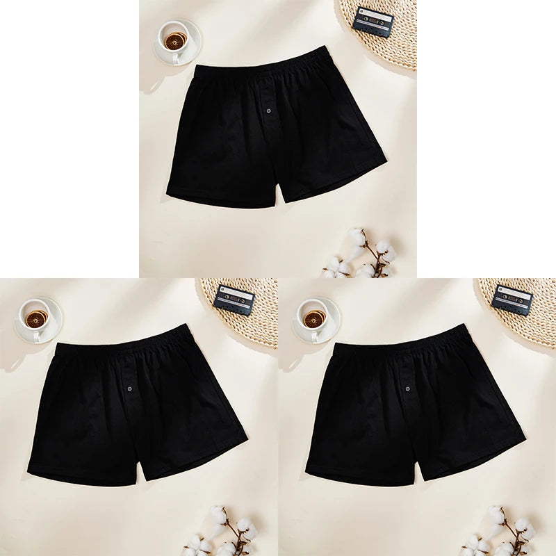 3PCS Men's Cotton Aloe Boxer Briefs | Soft Seamless Breathable Underwear | Comfortable Loose Home Leisure Panties