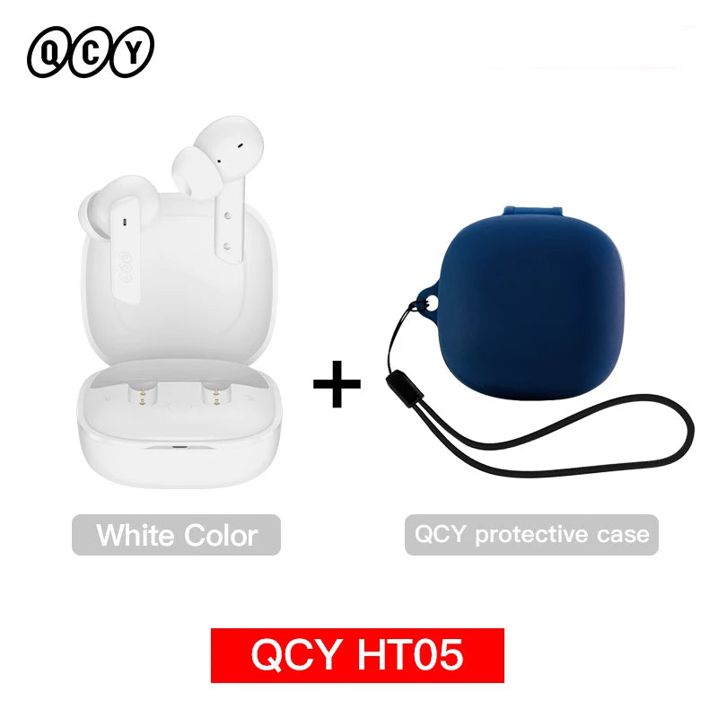 QCY HT05 ANC Wireless TWS Earphones – Bluetooth 5.2, 40dB Active Noise Cancellation, In-Ear Mics, Hands-Free Earbuds