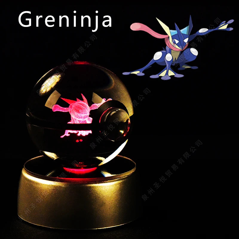 Pokémon 3D Crystal Ball Night Light – Pikachu, Gengar & Mewtwo Pokéball Glass Lamp for Kids Birthday Gifts