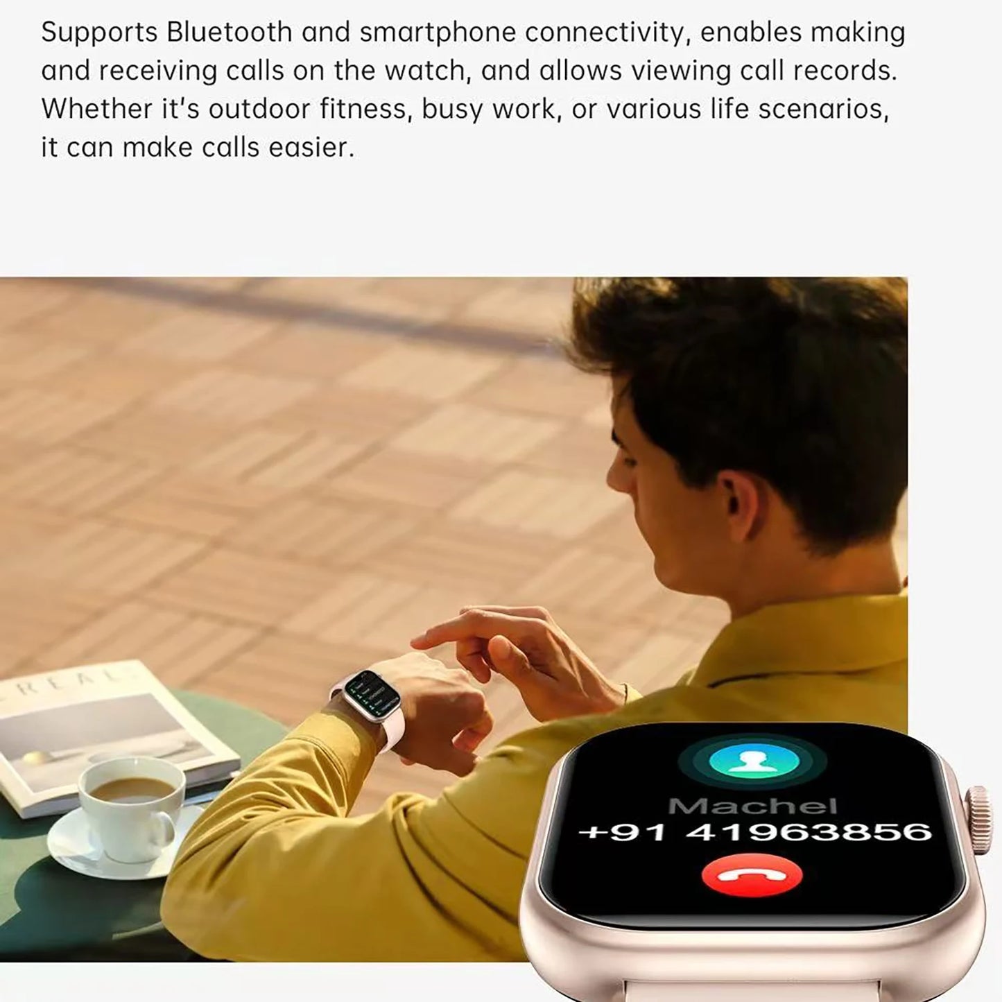 ساعة الموضة الجديدة 5 للرجال والنساء - شاشة AMOLED عالية الدقة، معدل ضربات القلب، مكالمات بلوتوث، NFC، نظام تحديد المواقع العالمي (GPS)