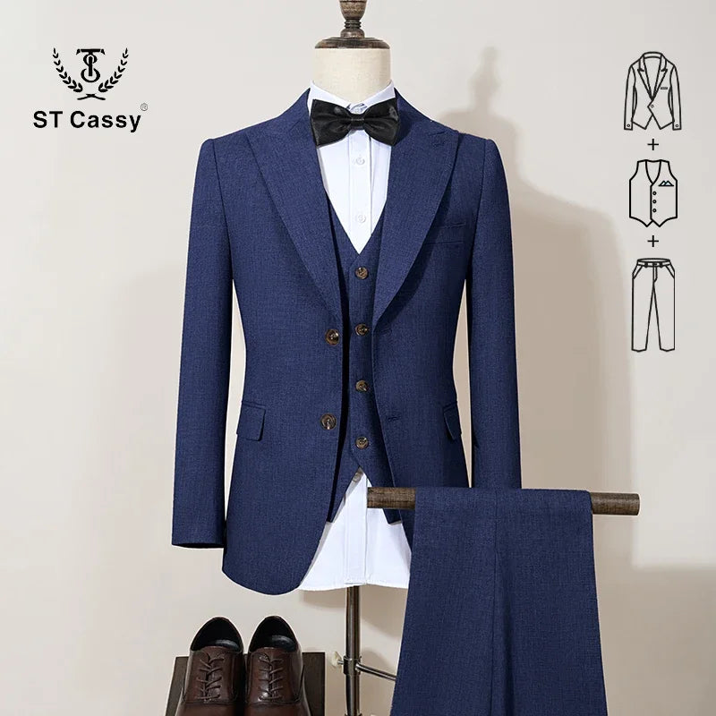 ST Cassy Men's Blue-Gray 2-Button Blazer – Modern Office Wear with Luxe Craftsmanship