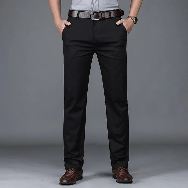 Men's Classic Summer Cotton Casual Pants – Business Fashion Stretch Loose Straight Trousers