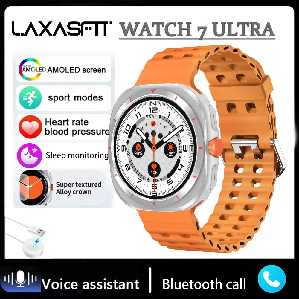 ساعة LAXASFIT GT7 Ultra Smart Watch 2025 - جهاز تتبع اللياقة البدنية والصحة متعدد الوظائف للرجال والنساء، هدية للعطلات