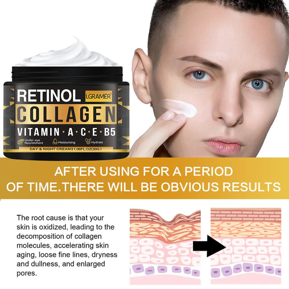 Men’s Retinol Collagen Face Cream – Moisturizing, Brightening & Firming Anti-Wrinkle Skincare