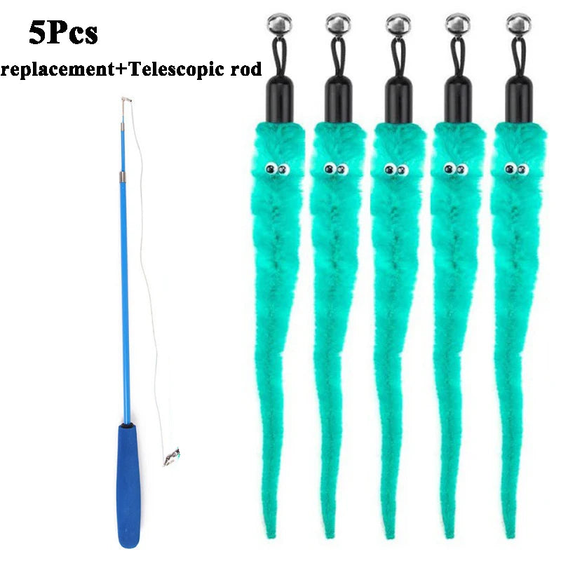 Plush Cat Worm Toy Refill Set – Replacement Heads for Teaser Wands (5/6/10/11 Pcs)