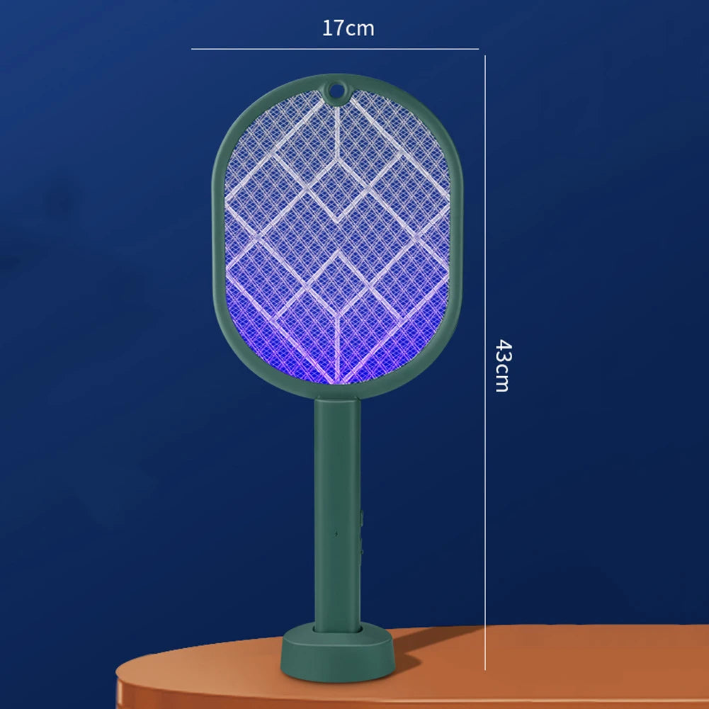 2-in-1-USB-wiederaufladbare elektrische Mückenklatsche und Insektenvernichter – Fliegenfänger mit einstellbarem Winkel für den Innen- und Außenbereich