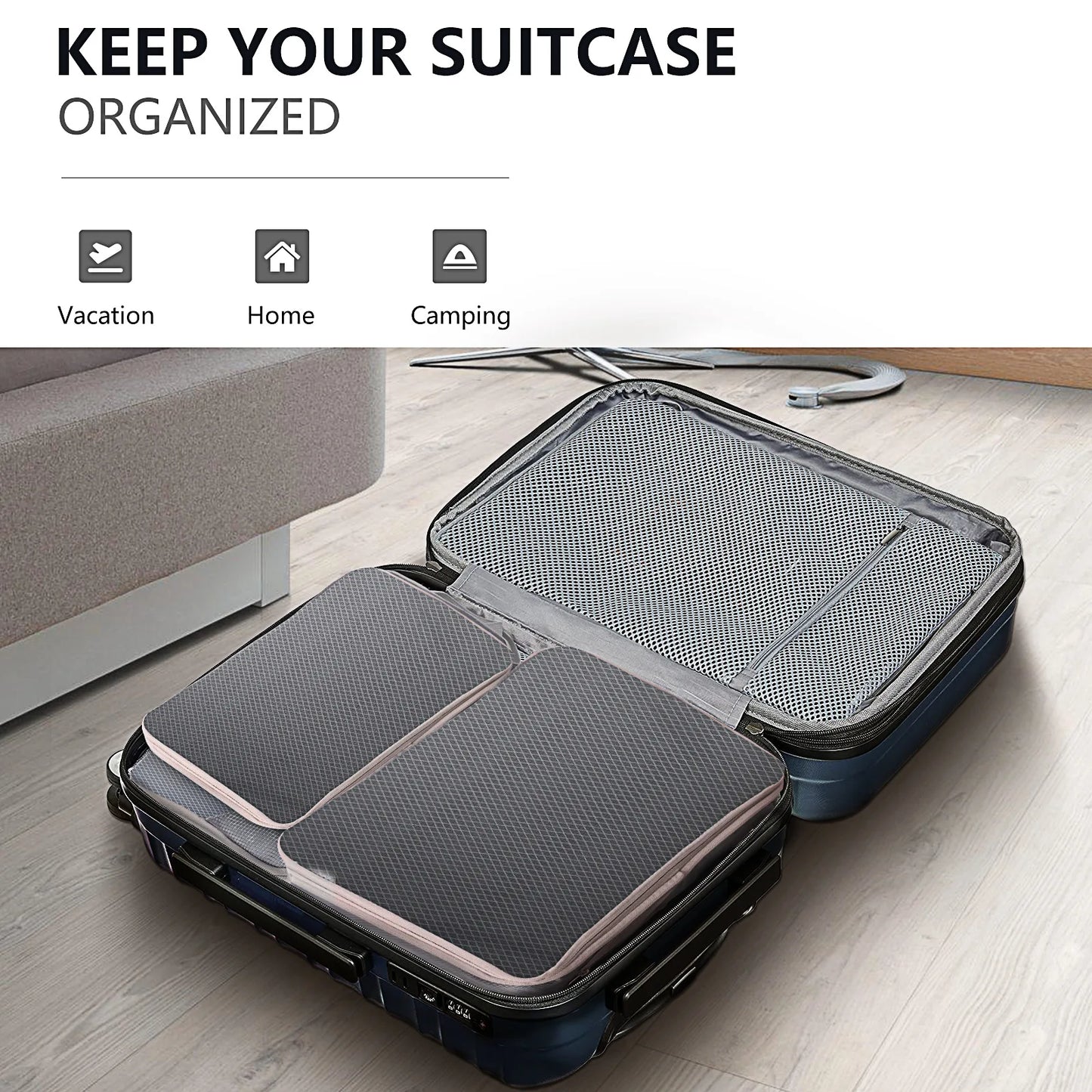 3-7 PCS Compressed Packing Cubes Set | Lightweight Portable Travel Luggage Organizer with Shoe Bag & Mesh Storage