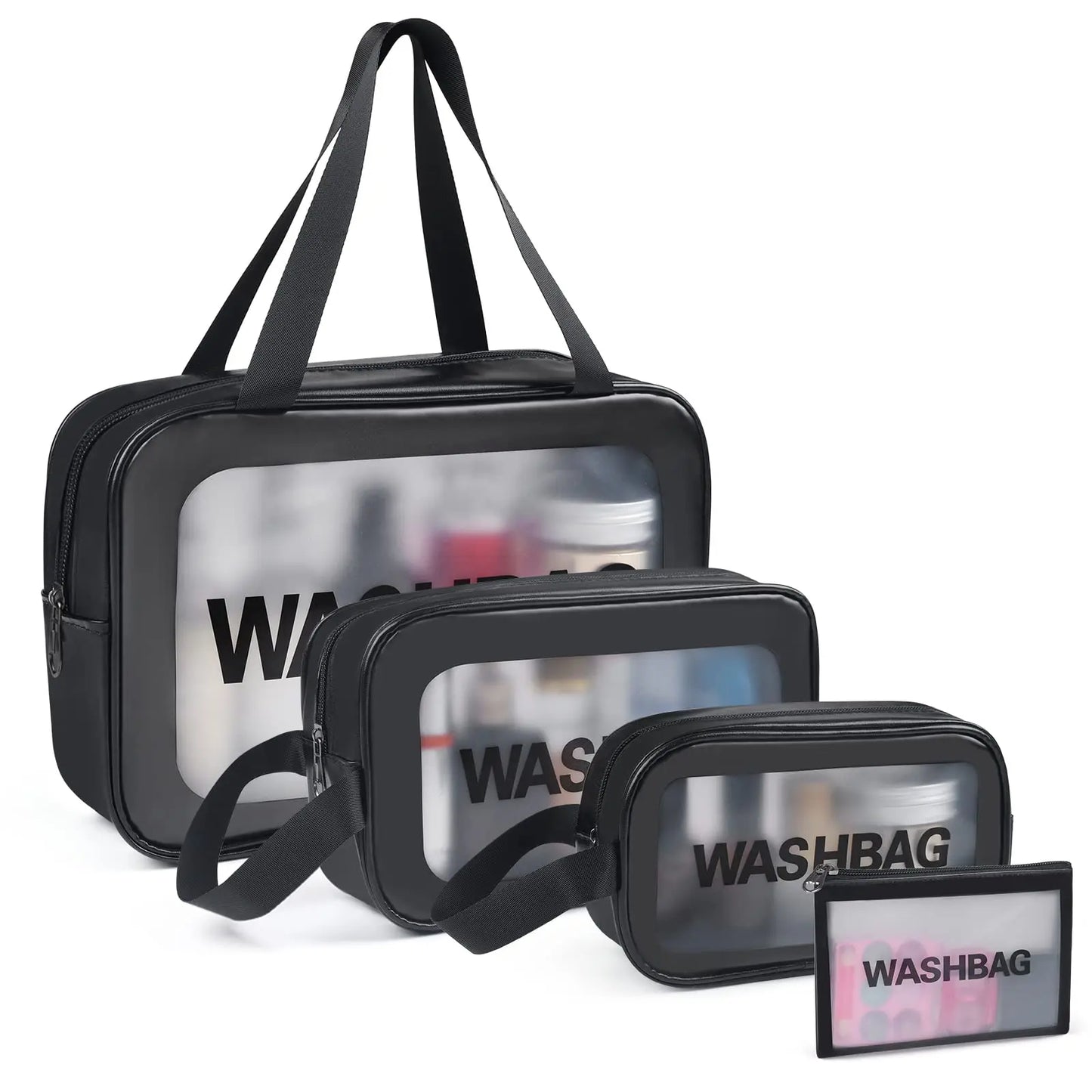 Portable Toiletry Bags with Handle | Translucent Waterproof Travel Makeup Bag for Women | Large Capacity Cosmetic Bag