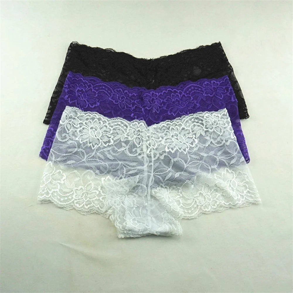 3PCS Women’s Silk Boyshorts Underwear – M-XXL Transparent Soft Boxers, Comfortable Ladies Panties Lingerie