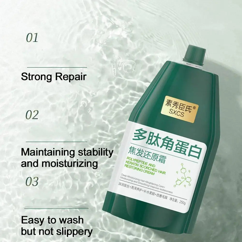 قناع الكيراتين بولي ببتيد لإصلاح الشعر بعمق - 250 جرام كريم ترميم مكثف للشعر الجاف والتالف أو المحروق