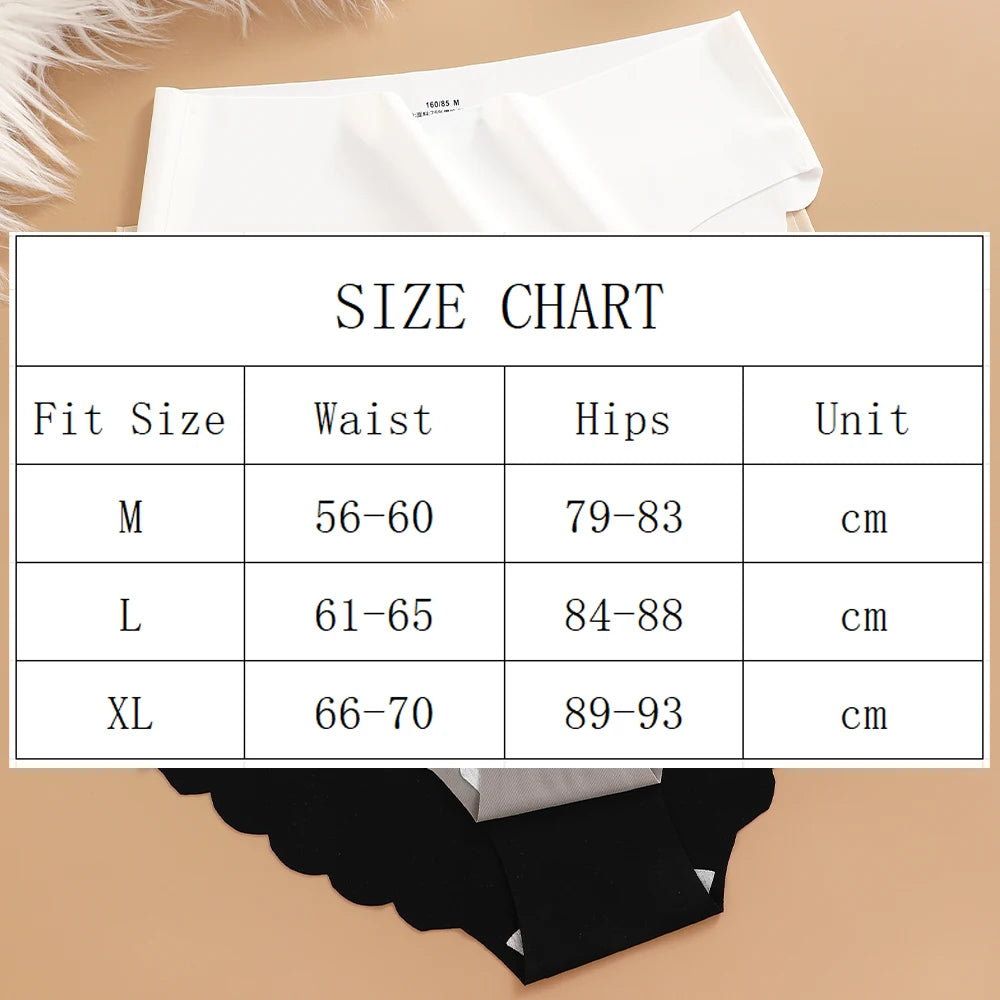 4PCS Set Women's Ice Silk Seamless Panties Solid Color Ultra Thin No Trace Elastic Underwear