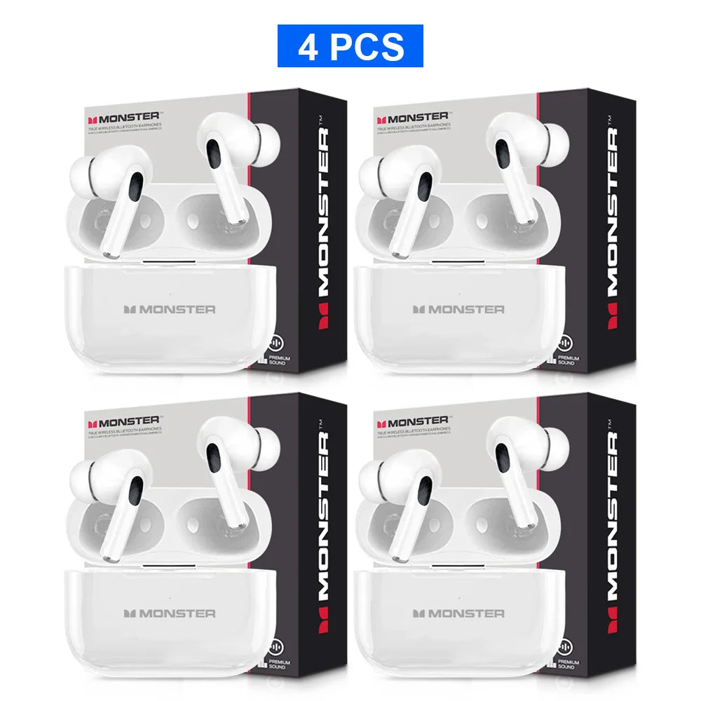 MONSTER TWS Wireless Bluetooth Earphones – HD Stereo Sound, LCD Touch Display, Sports In-Ear Headset with Charging Box