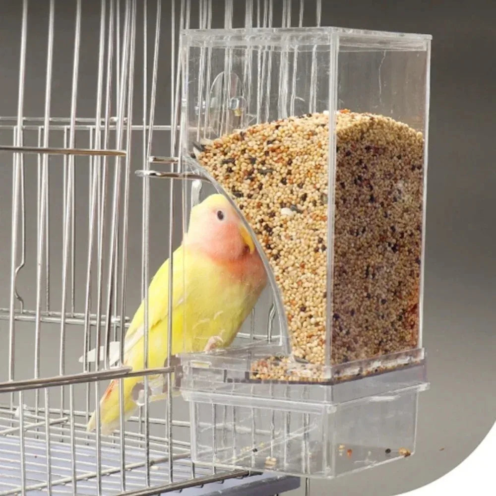 وحدة تغذية الطيور الأوتوماتيكية المقاومة للرذاذ بسعة كبيرة - صندوق طعام للببغاوات، والكوكاتيل، وطيور الحب، والببغاوات الصغيرة