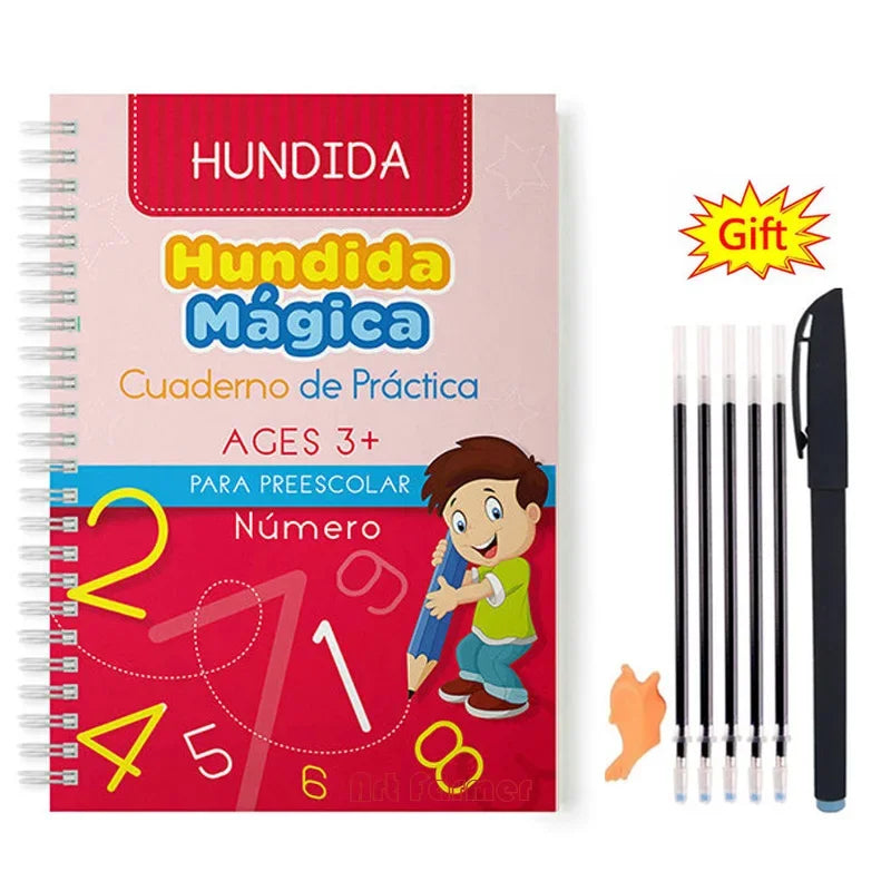 Spanish Magic Copybook – Reusable Montessori Writing Practice Book for Kids Learning Numbers & Alphabet