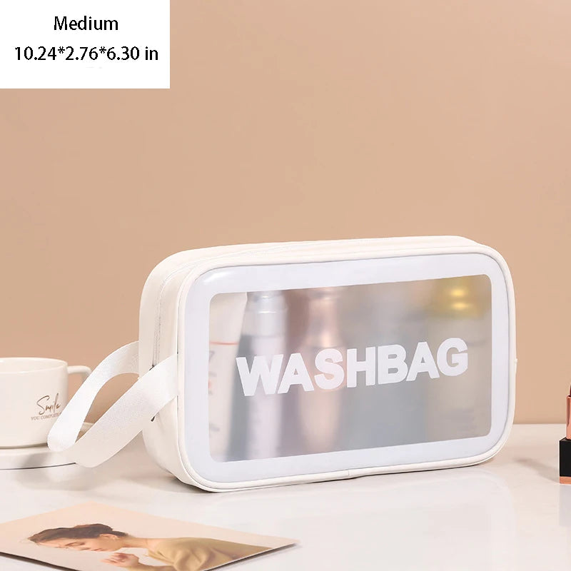 Portable Toiletry Bags with Handle | Translucent Waterproof Travel Makeup Bag for Women | Large Capacity Cosmetic Bag