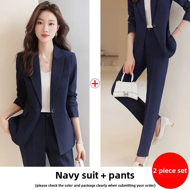 Zihong Women’s Grey Suit Set – High-End Elegant Autumn Fashion Outfit
