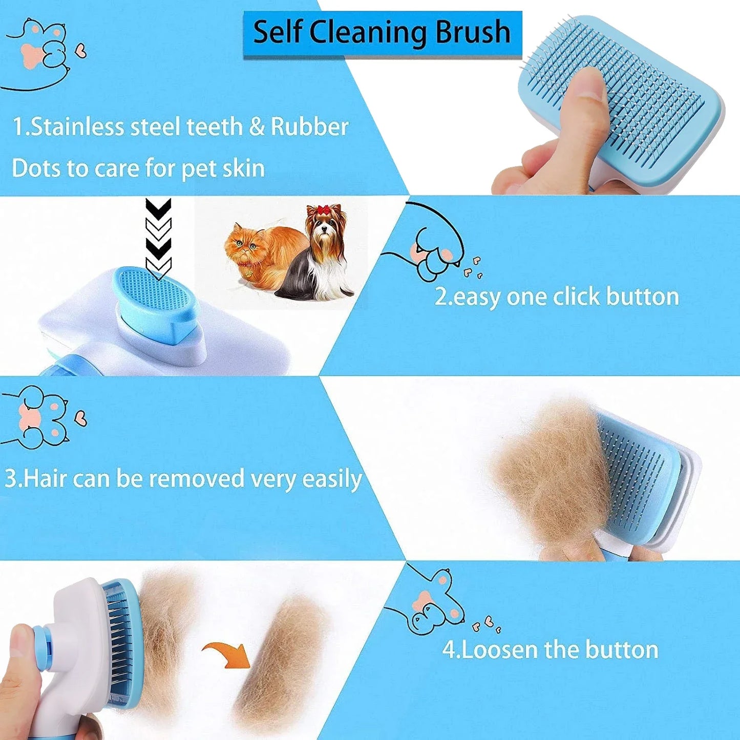 Dog Hair Remover Brush – Grooming & Care Comb for Cats and Dogs, Long Hair Shedding Brush for Pets