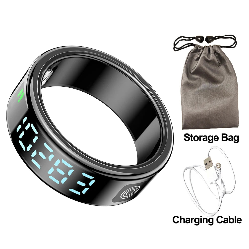 2025 SR08 Smart Ring – LED Display, Heart Rate & Blood Oxygen Monitor, 5ATM Waterproof, Multi-Sport Modes for Men & Women