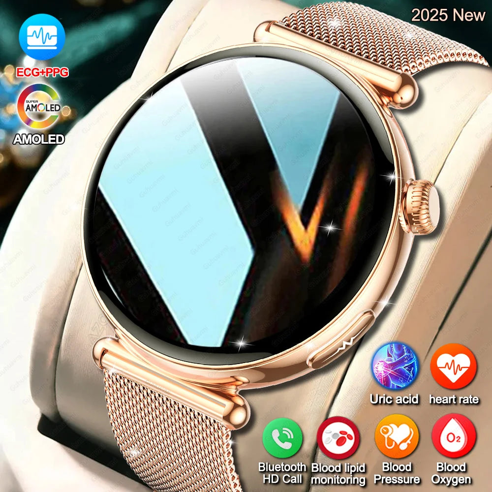 Women Smartwatch – 1.32″ AMOLED Screen, Call & ECG, Blood Pressure Monitoring, AI Dial, Sport & Health Smart Watch