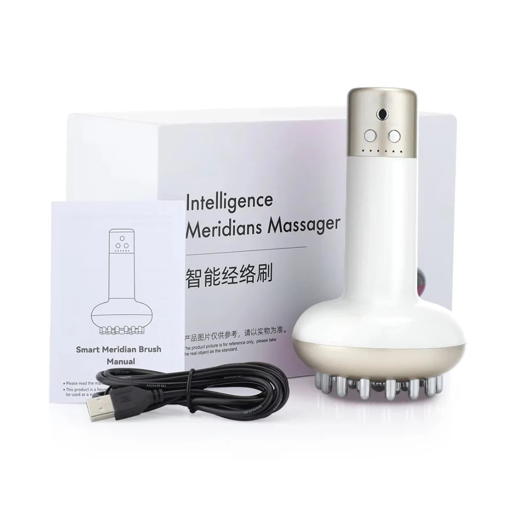 جهاز تدليك غوا شا قابل لإعادة الشحن - فرشاة تسخين لتشكيل الجسم وكشط خطوط الطول لإزالة السموم اللمفاوية وحرق الدهون