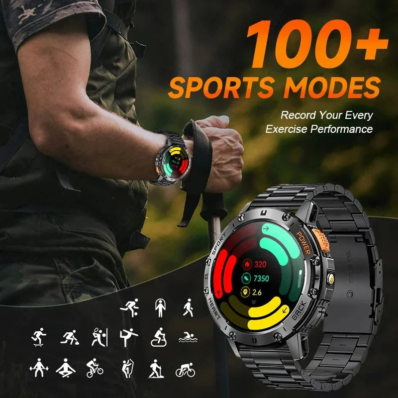 AMOLED Smart Watch for Men | Waterproof Fitness Tracker, Flashlight, Bluetooth Call, Sports Mode Smartwatch